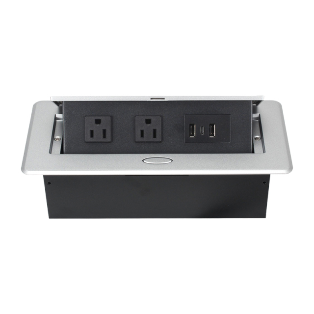 Kitchen matt sliver island USA pop up counter outlet 2 USB A Type C plug