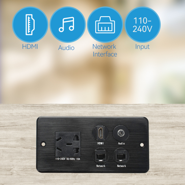 Flush mounted USB wall socket HDMI audio electrical outlet types power connection