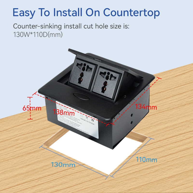 Smart Power Box universal 15 A power outlet flush faceplate uk/us/indian/au plug