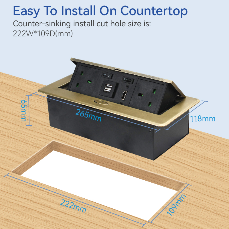 Office outlet pop-up tower multiple socket kitchen UK pop up electric sockets ac multiple extension socket with usb port