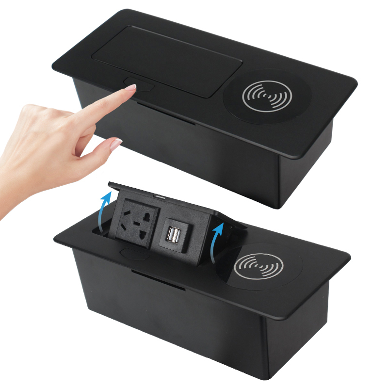 High quality multifunctional 15 W wireless socket power meeting table pop up socket