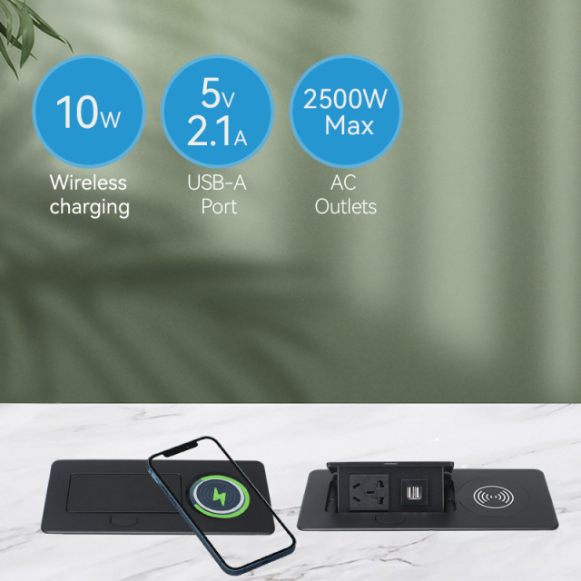 High quality multifunctional 15 W wireless socket power meeting table pop up socket