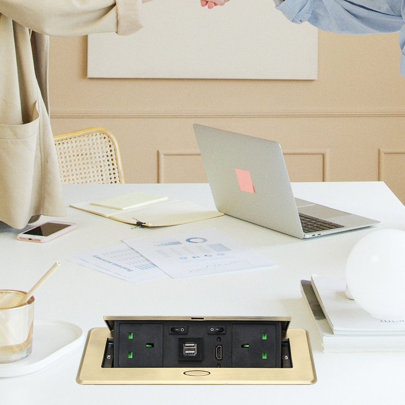 Office outlet pop-up tower multiple socket kitchen UK pop up electric sockets ac multiple extension socket with usb port