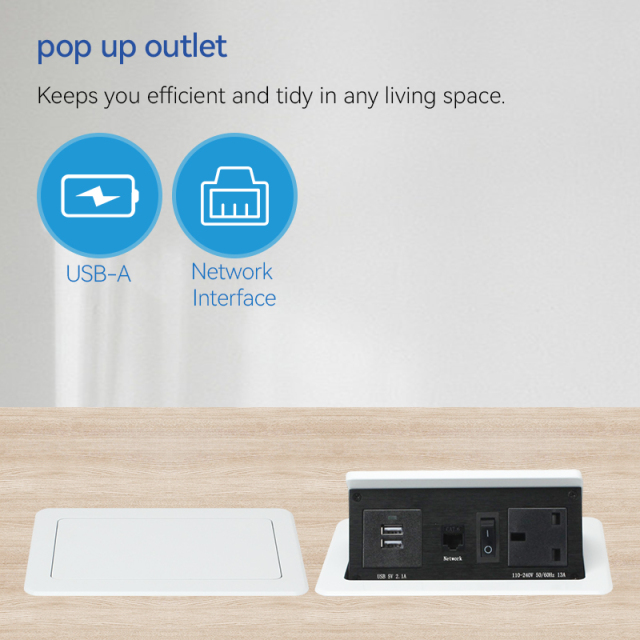 New design white conference hydraulic pop up socket over circuit protection