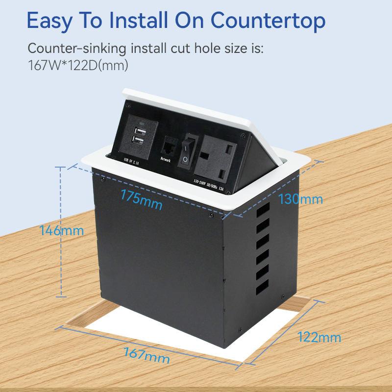 New design white conference hydraulic pop up socket over circuit protection