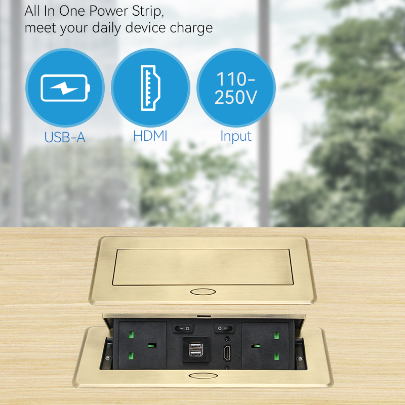 Office outlet pop-up tower multiple socket kitchen UK pop up electric sockets ac multiple extension socket with usb port