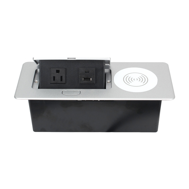 Furniture Power Distribution Unit Table QI wireless Charging US Pop Up Socket 15 W/10W Charger