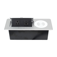 Furniture Power Distribution Unit Table QI wireless Charging US Pop Up Socket 15 W/10W Charger