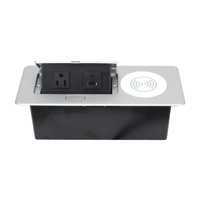 Furniture Power Distribution Unit Table QI wireless Charging US Pop Up Socket 15 W/10W Charger