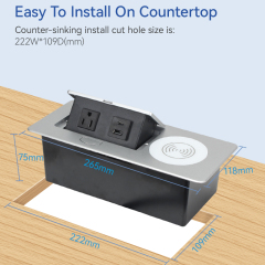Furniture Power Distribution Unit Table QI wireless Charging US Pop Up Socket 15 W/10W Charger