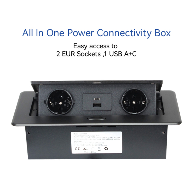 Furniture table QC charge pop up socket receptacle alloy faceplate USB Charging outlet box
