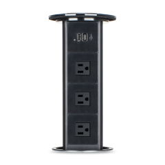 Table Furniture tower lift up phone iphone 3 AC outlet Usb QI 15 W Wireless Charger