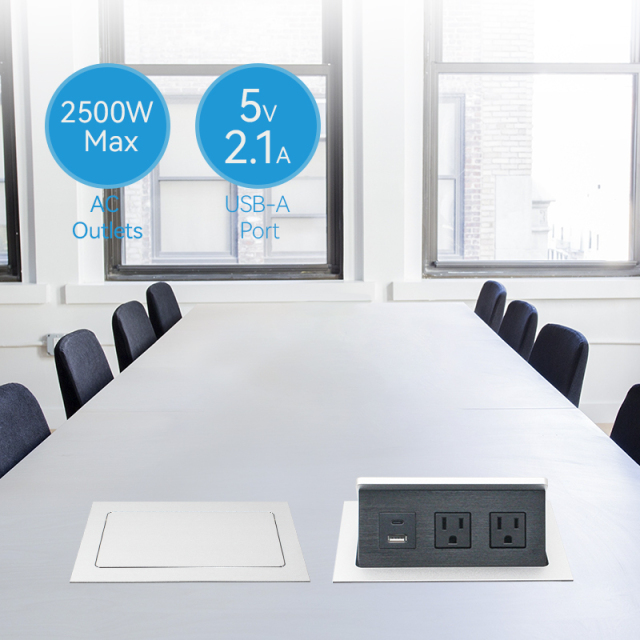 Conference brushed silver pop up socket PD 20 W type C 5 V 3A USB charger