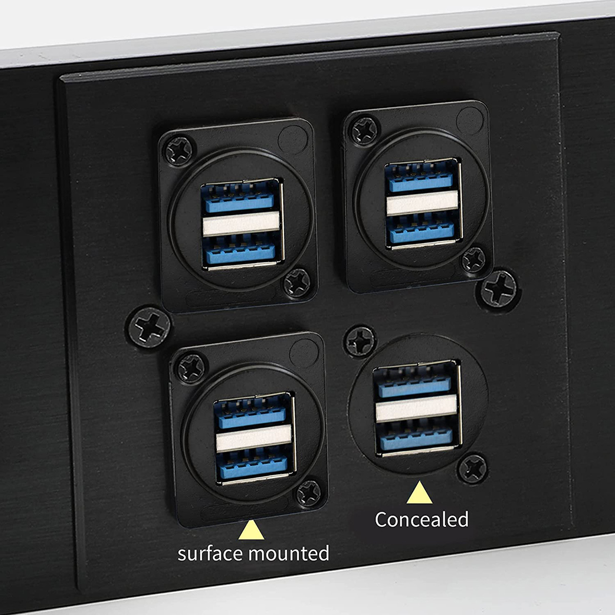 USB 3.0 Socket Dual USB Panel Mount Solderless Connector, USB 3.0 Female to Female Coupler Socket USB Panel Mount Pass Through Adapte for Audio, Video and Optoelectronic Networker