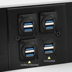USB 3.0 Socket Dual USB Panel Mount Solderless Connector, USB 3.0 Female to Female Coupler Socket USB Panel Mount Pass Through Adapte for Audio, Video and Optoelectronic Networker