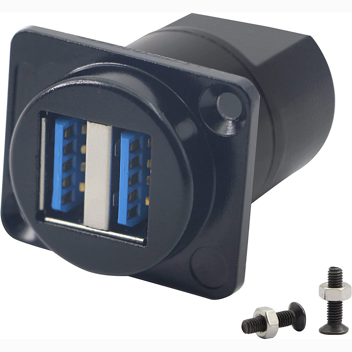 USB 3.0 Socket Dual USB Panel Mount Solderless Connector, USB 3.0 Female to Female Coupler Socket USB Panel Mount Pass Through Adapte for Audio, Video and Optoelectronic Networker
