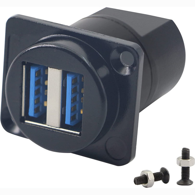 USB 3.0 Socket Dual USB Panel Mount Solderless Connector, USB 3.0 Female to Female Coupler Socket USB Panel Mount Pass Through Adapte for Audio, Video and Optoelectronic Networker