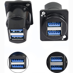 USB 3.0 Socket Dual USB Panel Mount Solderless Connector, USB 3.0 Female to Female Coupler Socket USB Panel Mount Pass Through Adapte for Audio, Video and Optoelectronic Networker