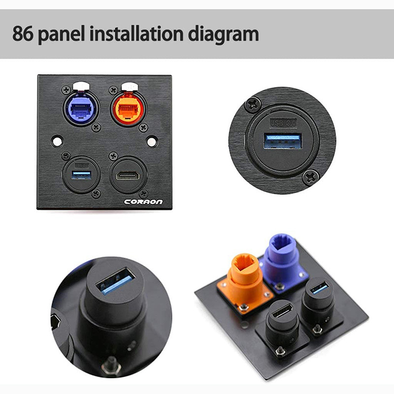 CAT6 D Series Panel-Mount Connector | D-CAT6 EtherCon Pass-Through Connector