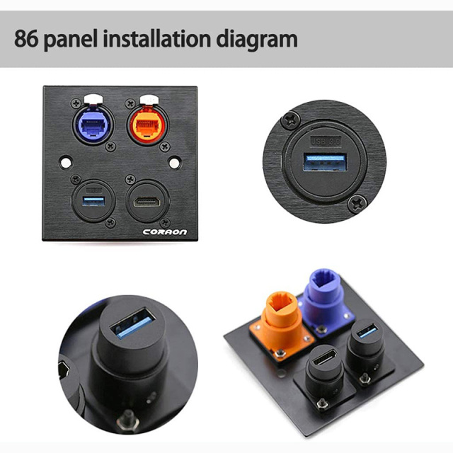 CAT6 D Series Panel-Mount Connector | D-CAT6 EtherCon Pass-Through Connector