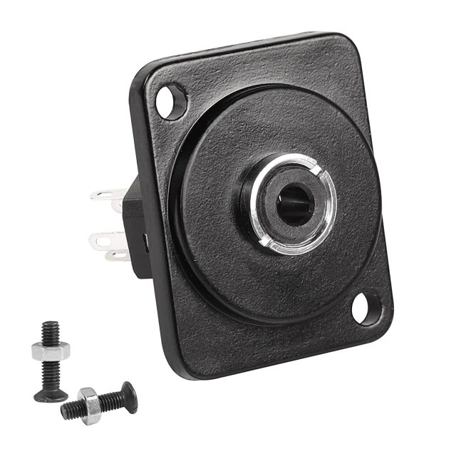 TRS 1/8 Solder Panel Mount Audio Connector Adapter TRS 3.5mm Female to Solder Terminal Stereo Jack, XLR Panel/D-Type Panel Mount, for 3 Pole Audio Headphone Amplifier Mixer