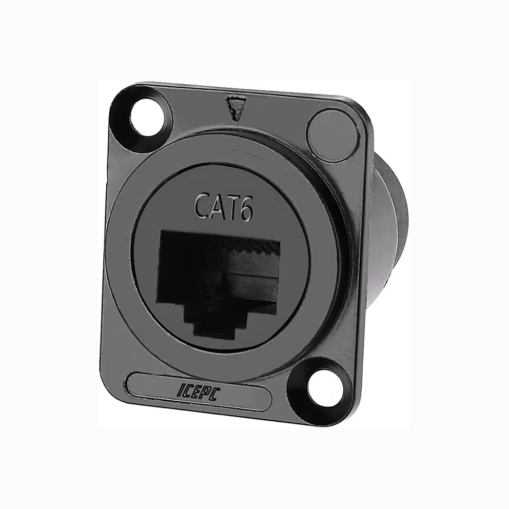 CAT6 D Series Panel-Mount Connector | D-CAT6 EtherCon Pass-Through Connector