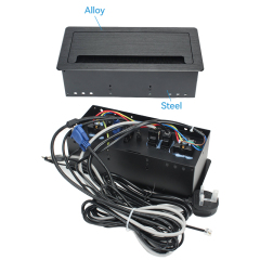 Table brushed black UAE flip up socket multifunction outlet scable cubbies