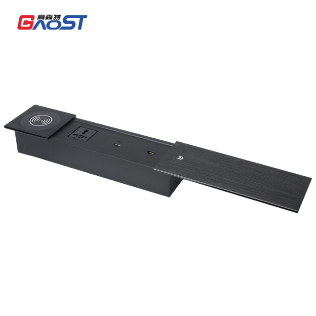 Universal flush mounted sliding CAT6 socket 10 W wireless iphone wireless charger
