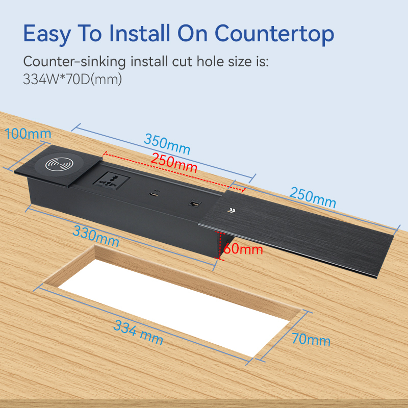Universal flush mounted sliding CAT6 socket 10 W wireless iphone wireless charger