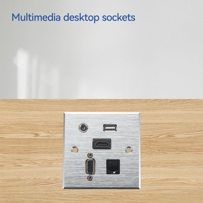Wall Hub 86mm Multifunction USB HDMI Audio VGA cat6 network faceplate for office