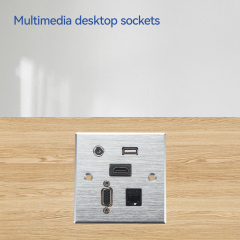 Wall Hub 86mm Multifunction USB HDMI Audio VGA cat6 network faceplate for office
