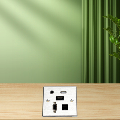 Wall Hub 86mm Multifunction USB HDMI Audio VGA cat6 network faceplate for office