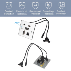 Wall Hub 86mm Multifunction USB HDMI Audio VGA cat6 network faceplate for office