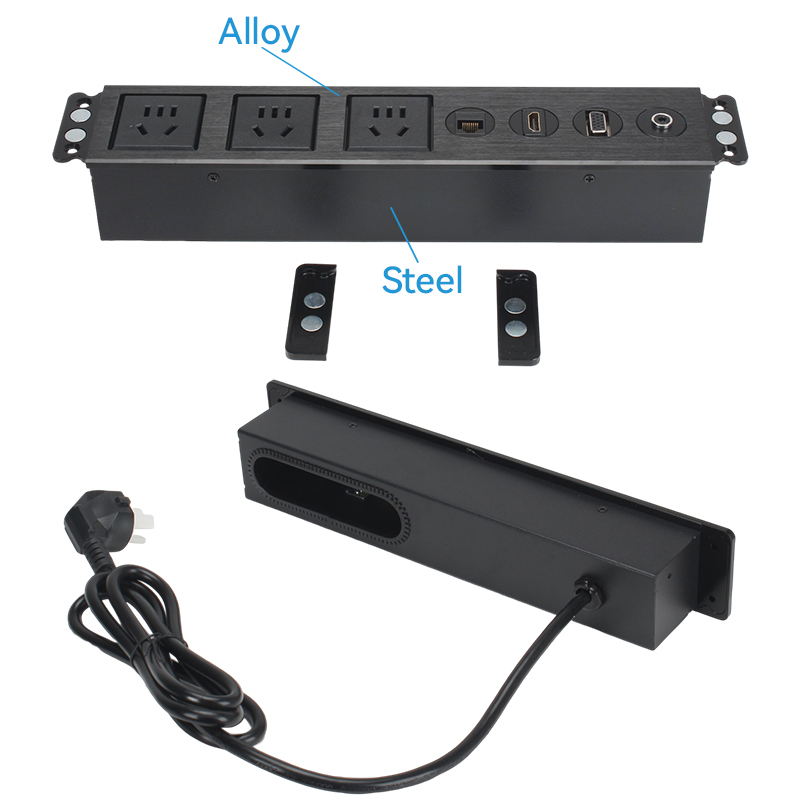 Desk power strip extension cat6 network rj45 HDMI VGA socket
