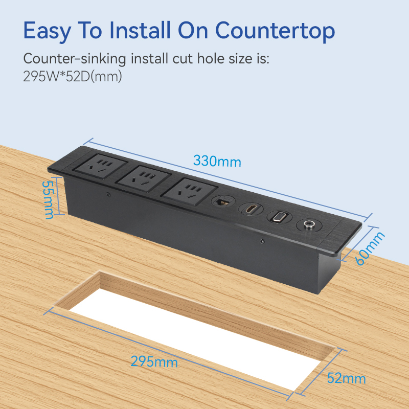 Desk power strip extension cat6 network rj45 HDMI VGA socket