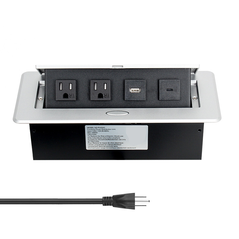 Table Power Socket US multifunctional hidden desktop pop up socket 1 USA Plugs 2USB A for office furniture