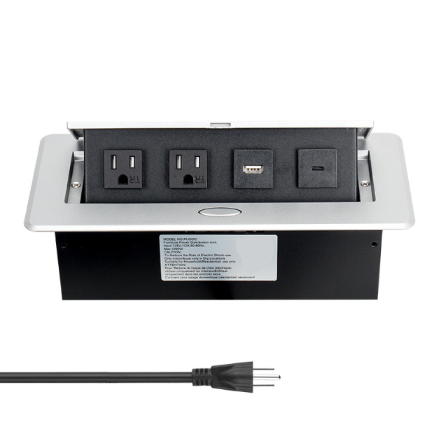Table Power Socket US multifunctional hidden desktop pop up socket 1 USA Plugs 2USB A for office furniture