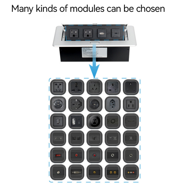 Table Power Socket US multifunctional hidden desktop pop up socket 1 USA Plugs 2USB A for office furniture