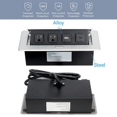 Table Power Socket US multifunctional hidden desktop pop up socket 1 USA Plugs 2USB A for office furniture