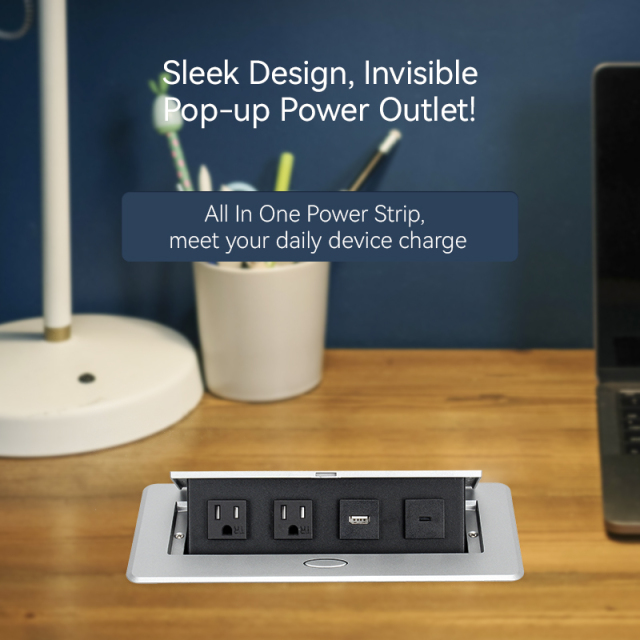 Table Power Socket US multifunctional hidden desktop pop up socket 1 USA Plugs 2USB A for office furniture