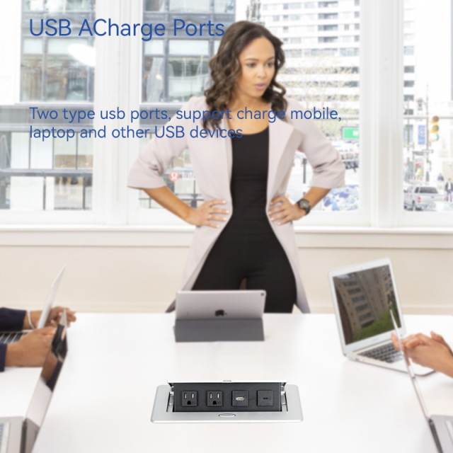Table Power Socket US multifunctional hidden desktop pop up socket 1 USA Plugs 2USB A for office furniture