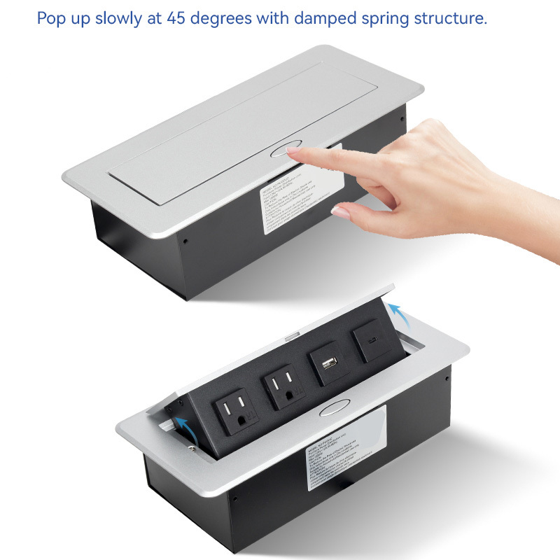 Table Power Socket US multifunctional hidden desktop pop up socket 1 USA Plugs 2USB A for office furniture