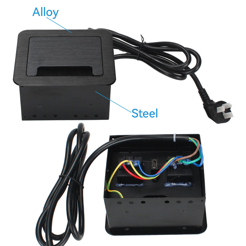 New GB conference table 2 outlets brushed black hdmi extender socket