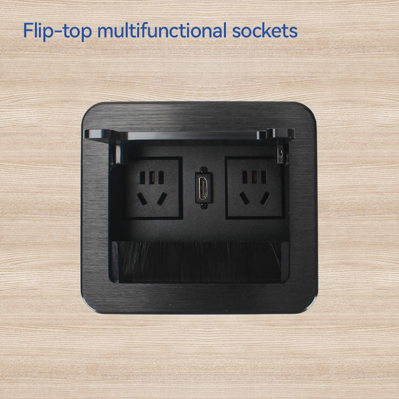 New GB conference table 2 outlets brushed black hdmi extender socket