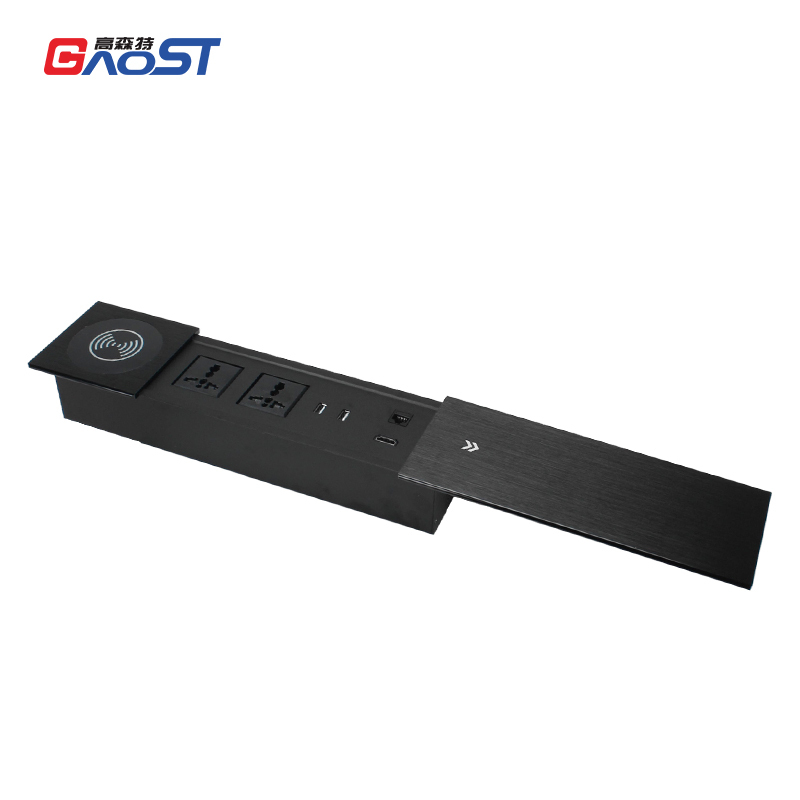 GAOST 10w 15w wireless charging pad qi fast charger USB HDMI table sliding socket