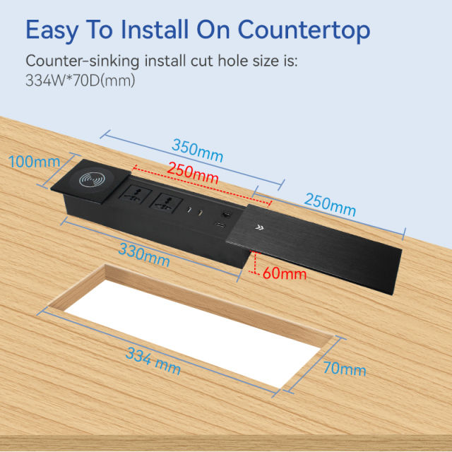 GAOST 10w 15w wireless charging pad qi fast charger USB HDMI table sliding socket