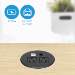 Desk US hole 90mm power grommet LAN RJ45 cat6 connector 2 USB A grommet