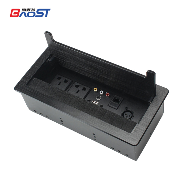 Intelligent Tabletop Recessed Outlet Flip Up Socket Electrical Desk microphone VGA Network Outlet