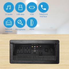 Intelligent Tabletop Recessed Outlet Flip Up Socket Electrical Desk microphone VGA Network Outlet