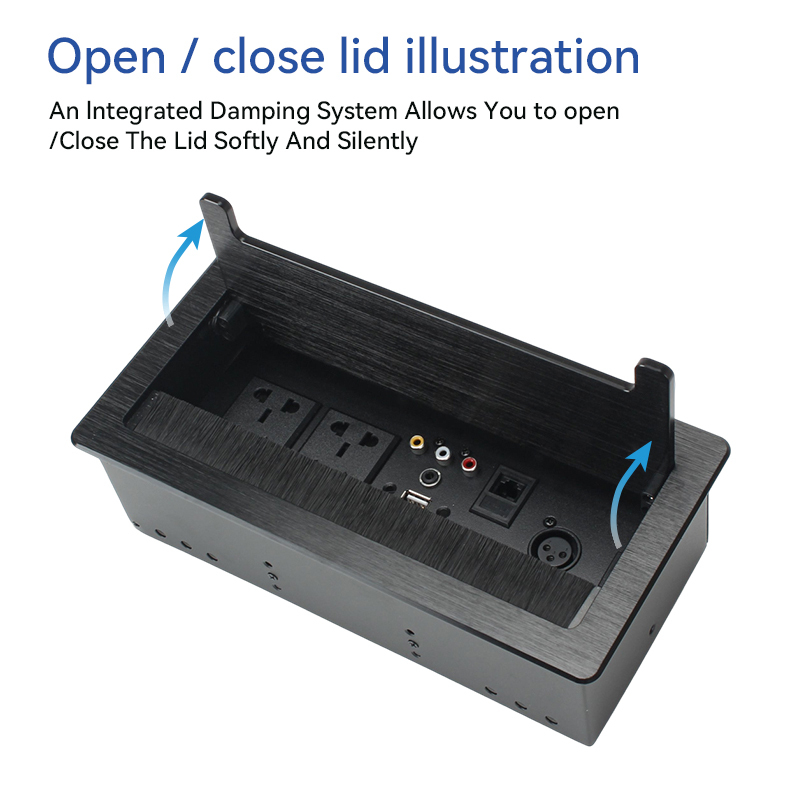 Intelligent Tabletop Recessed Outlet Flip Up Socket Electrical Desk microphone VGA Network Outlet
